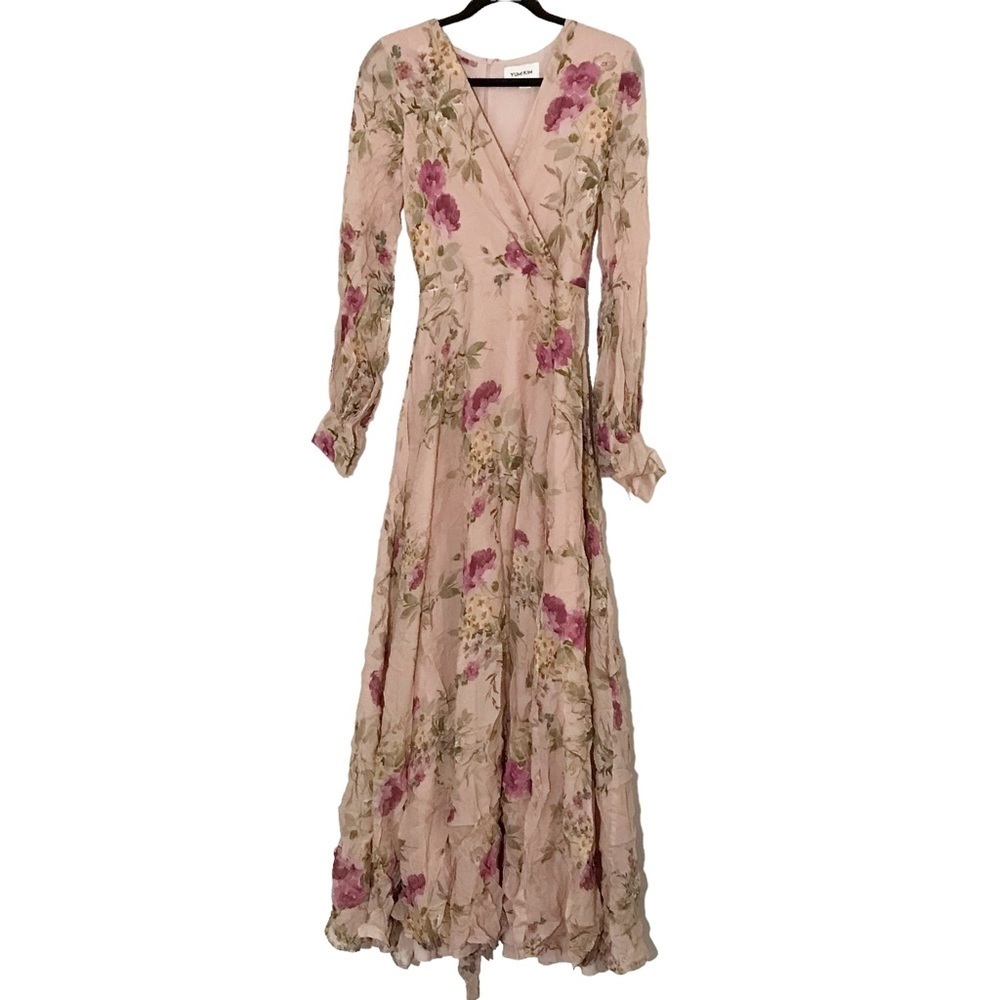 Yumi Kim Pink Giselle floral maxi dress long sleeve Size 4 nwot